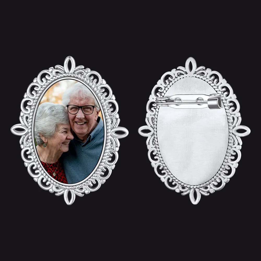 Customized Memorial Photo Boutonniere Charm Lapel Pin Gift for Wedding Funeral sold by FaithHeart