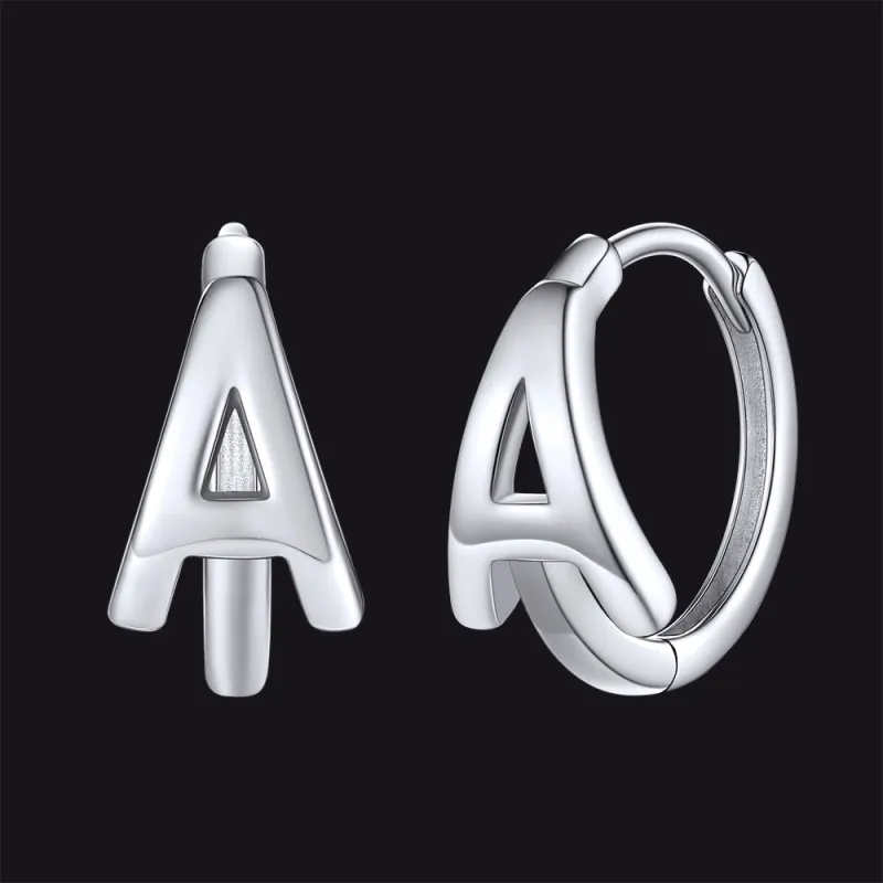Sterling Silver Initial Letter A-Z Hoop Earrings for Women Men sold by FaithHeart