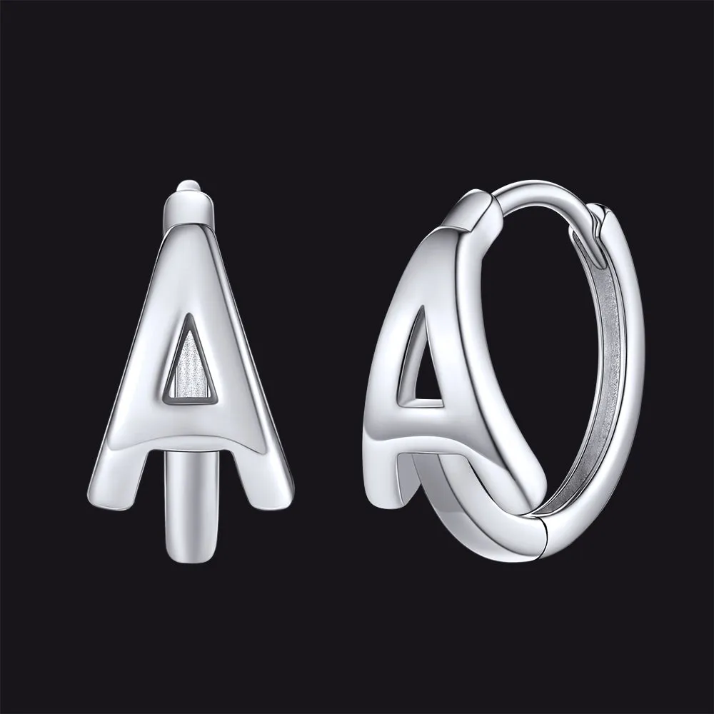 Sterling Silver Initial Letter A-Z Hoop Earrings for Women Men sold by FaithHeart