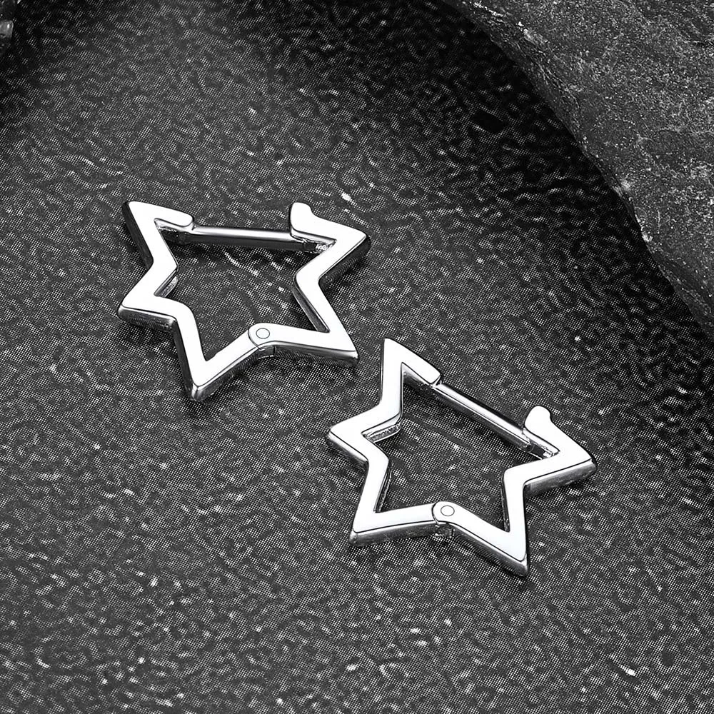Sterling Silver Star Hoop Earrings For Women sold by FaithHeart product image thumbnail 4