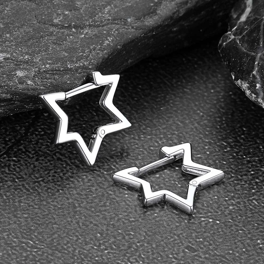 Sterling Silver Star Hoop Earrings For Women sold by FaithHeart product image thumbnail 5