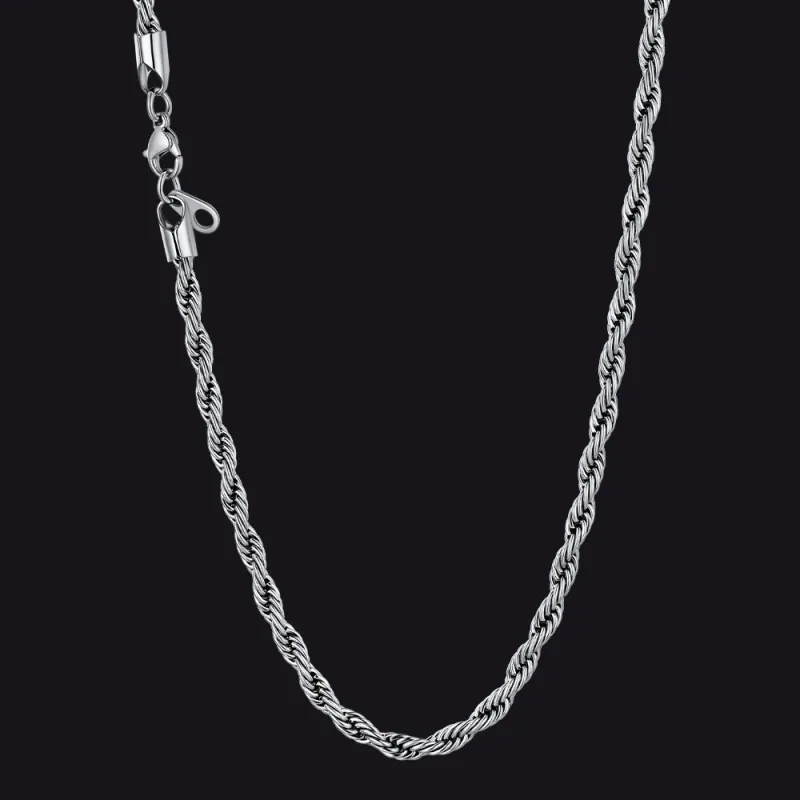 Twisted  Rope Chain Link Necklace for Men Women, 3MM Width sold by FaithHeart