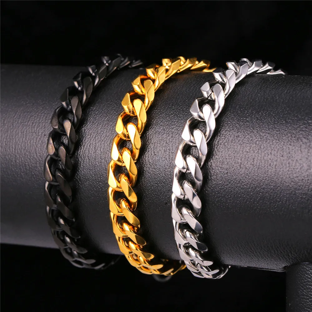 Unisex 9MM Chunky Cuban Link Chain Bracelets Gift For Men sold by FaithHeart product image thumbnail 4