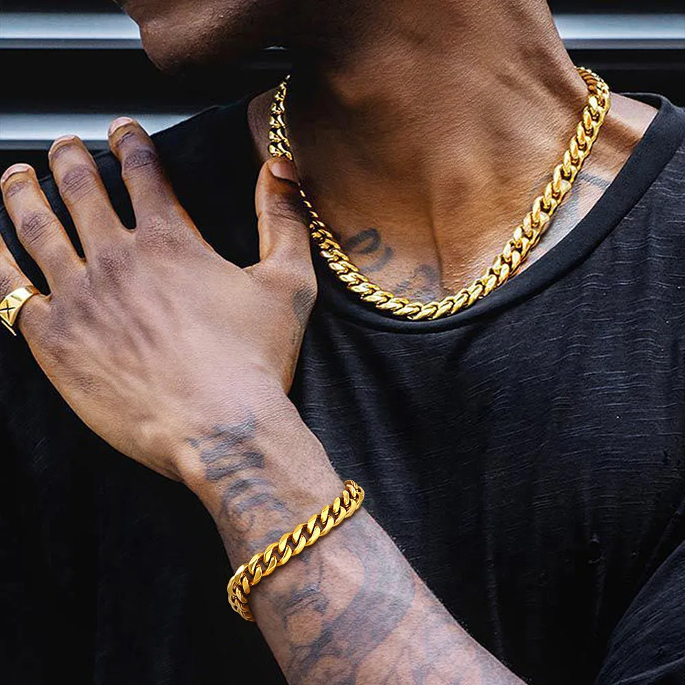 Unisex 9MM Chunky Cuban Link Chain Bracelets Gift For Men sold by FaithHeart product image thumbnail 2