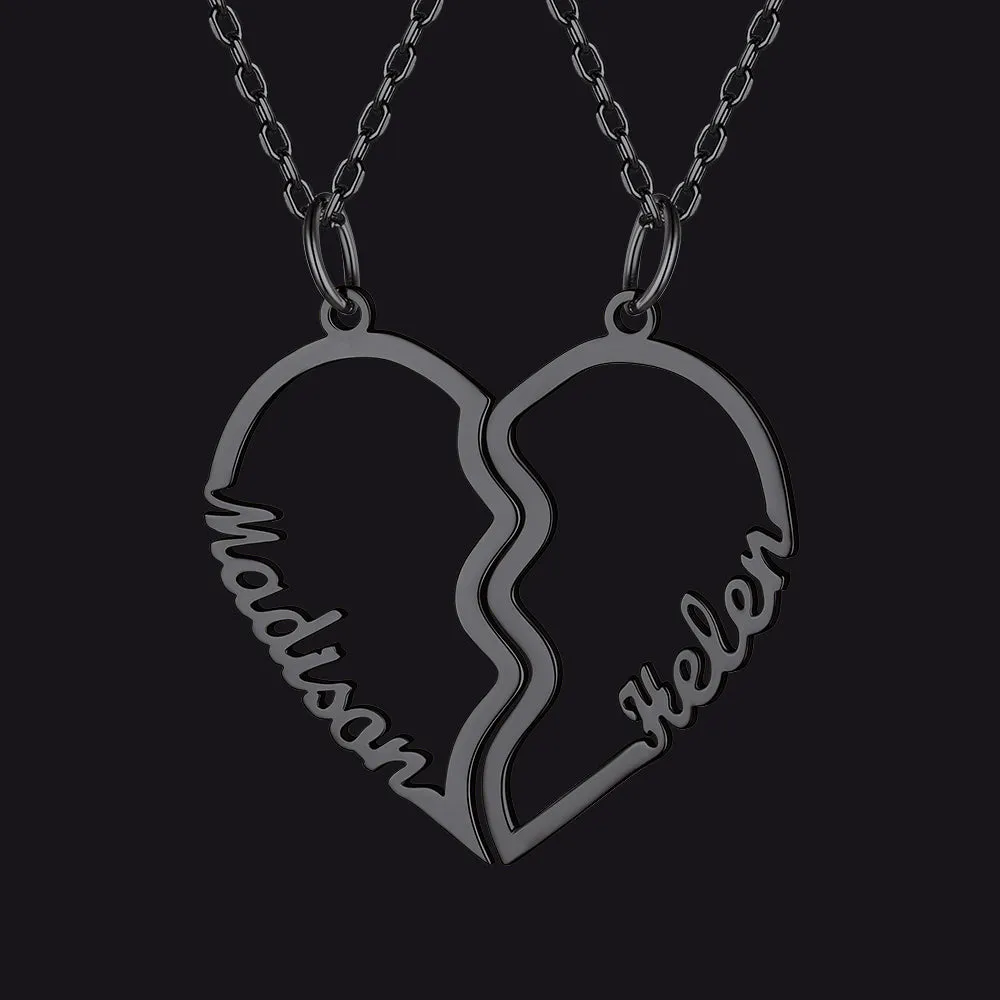 Custom Name Matching Heart Couple Necklaces Gift for Love sold by FaithHeart