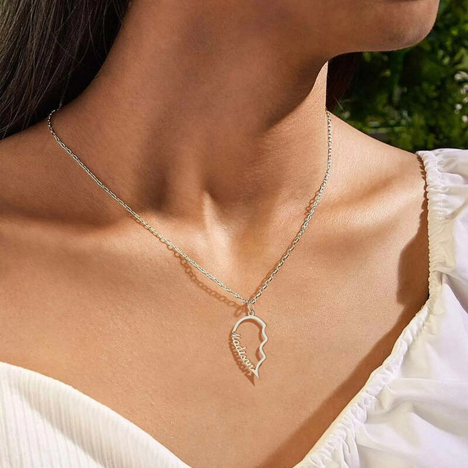 Custom Name Matching Heart Couple Necklaces Gift for Love sold by FaithHeart product image thumbnail 3