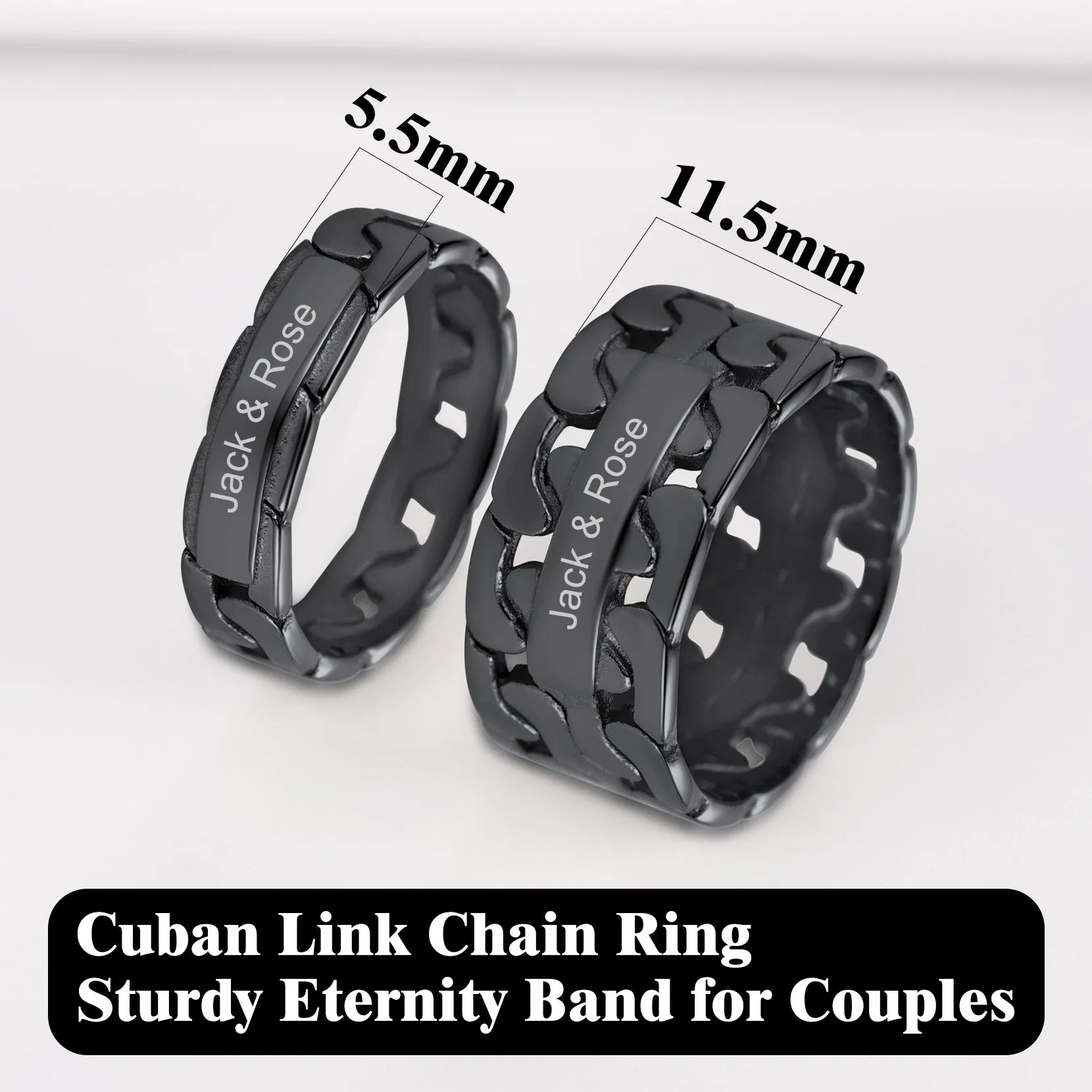 Personalized Cuban Link Chain Rings for Couple sold by FaithHeart product image thumbnail 5