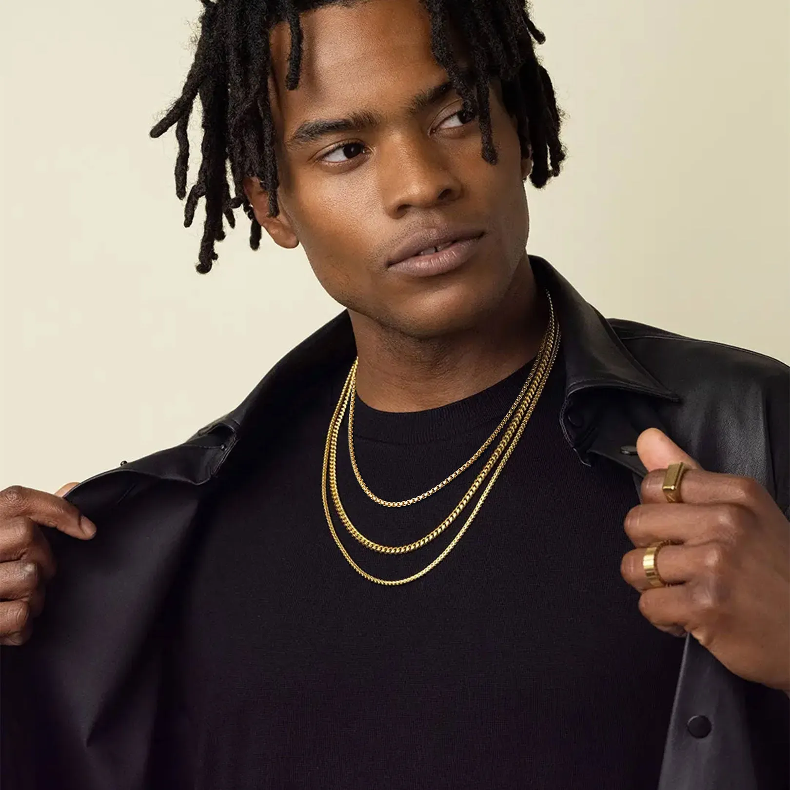 Hollow Rolo Box Link Chain Necklace for Men, 3/6MM Width sold by FaithHeart product image thumbnail 2