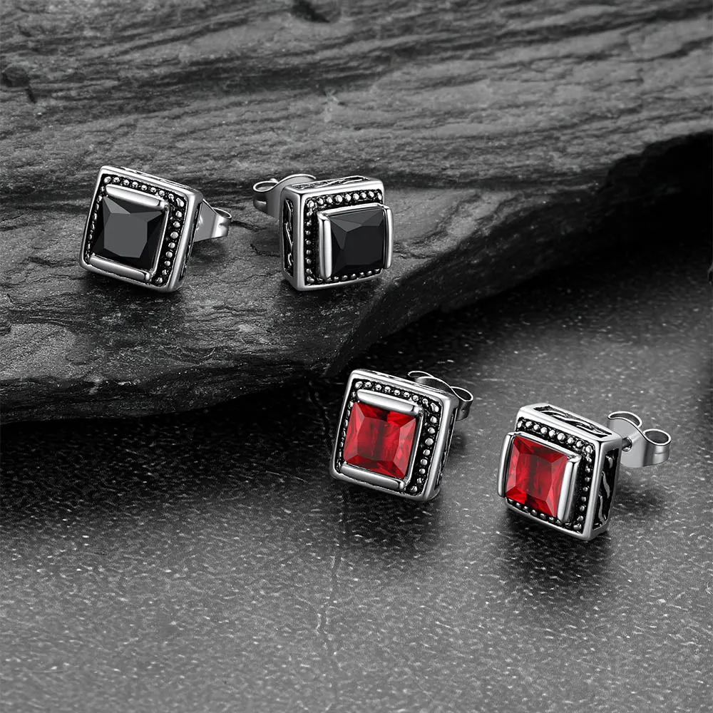 Stainless Steel Square Diamond Stud Earrings for Men sold by FaithHeart product image thumbnail 4