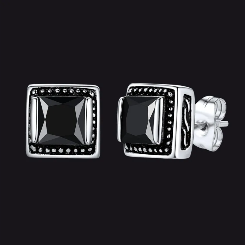 Stainless Steel Square Diamond Stud Earrings for Men sold by FaithHeart