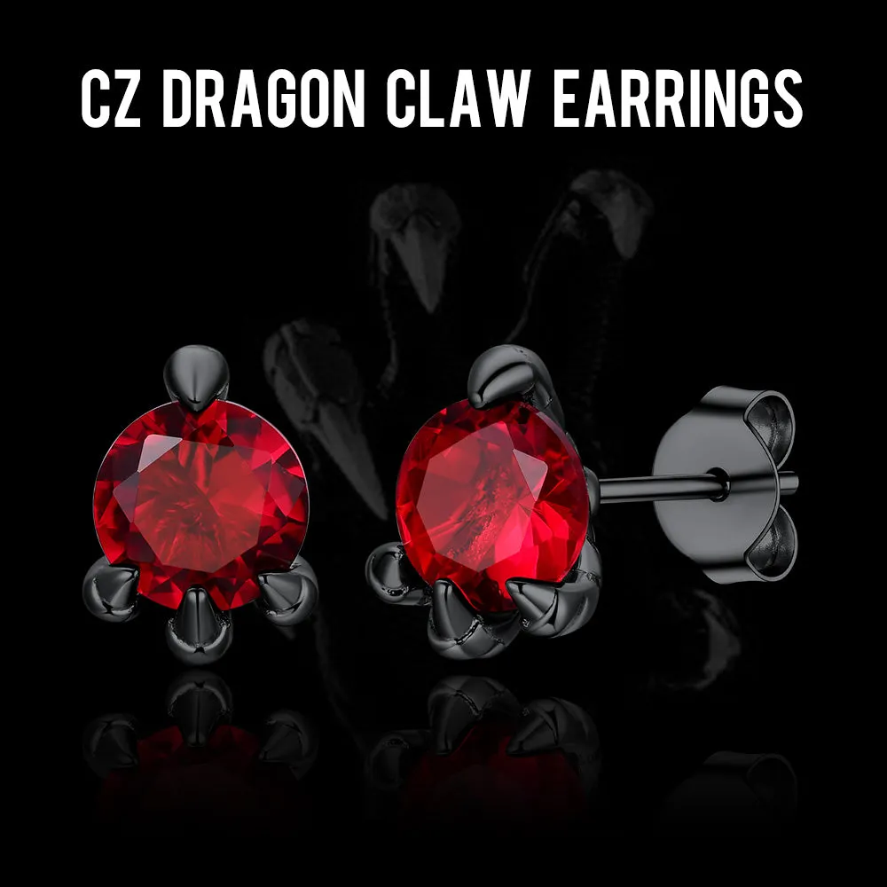 Gothic Red Diamond Dragon Claw Stud Earrings for Men sold by FaithHeart product image thumbnail 4