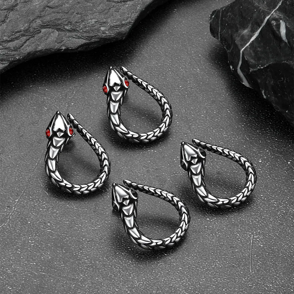 Stainless Steel Red Eye Snake Hoop Earrings for Men sold by FaithHeart product image thumbnail 4