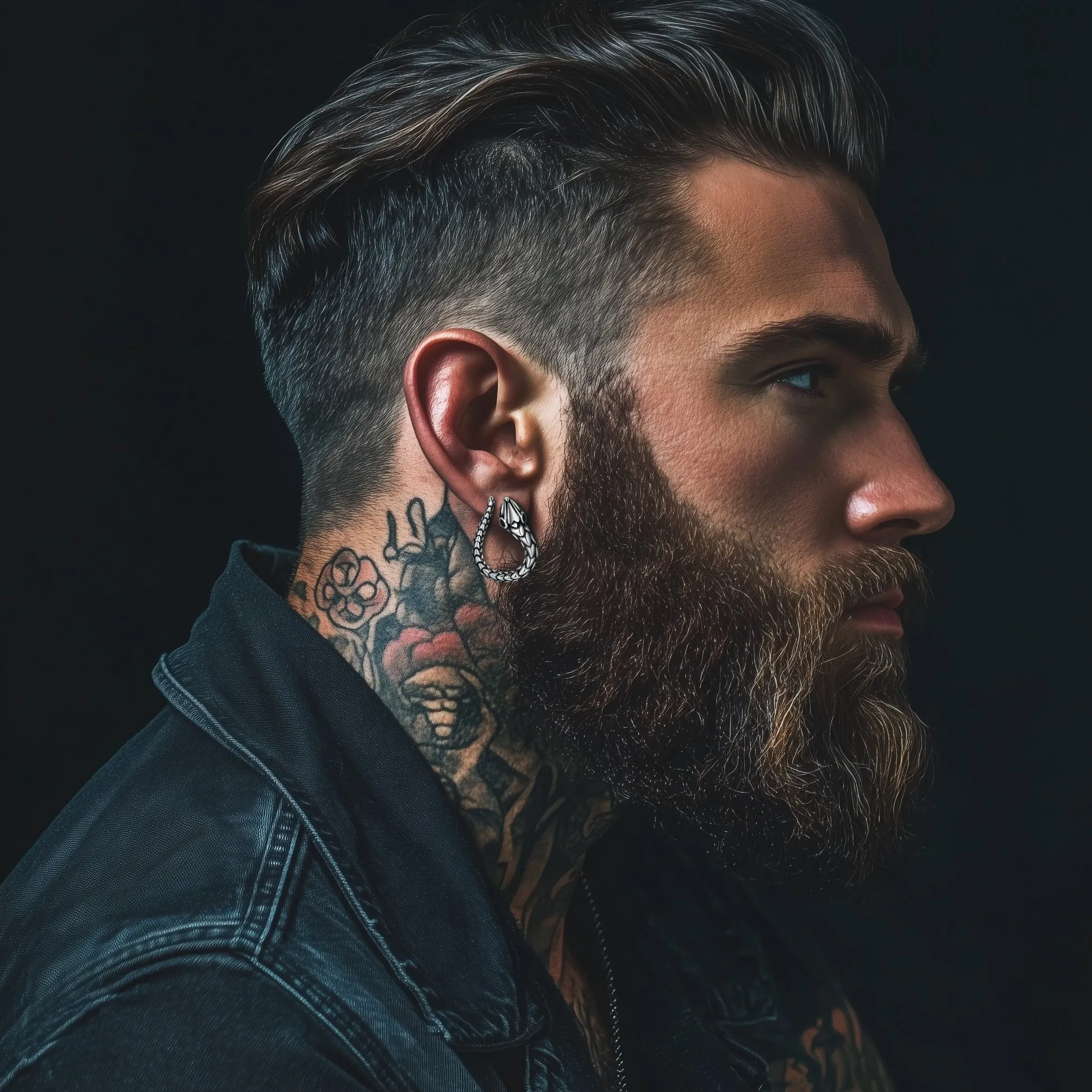 Stainless Steel Red Eye Snake Hoop Earrings for Men sold by FaithHeart product image thumbnail 2