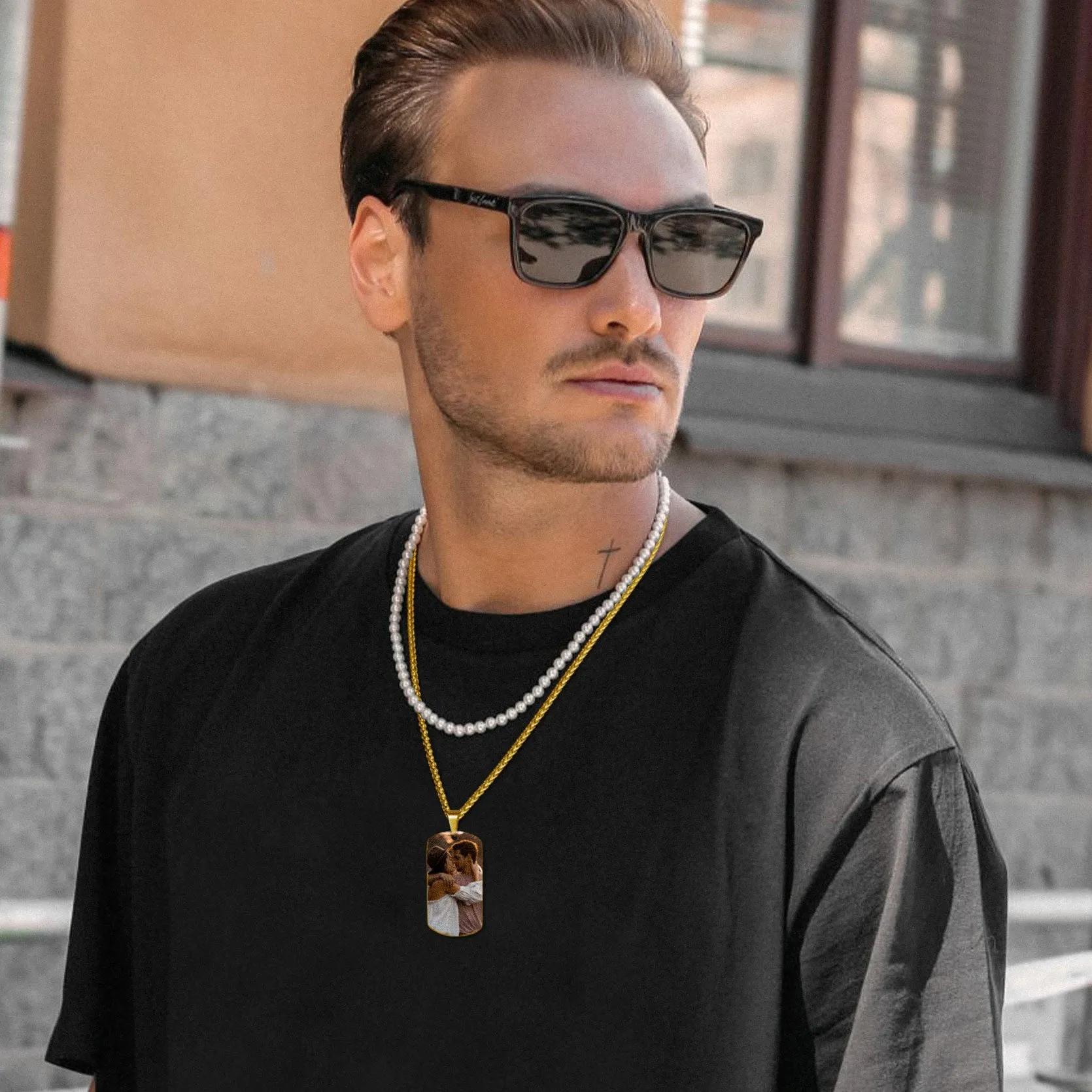 Personalized Photo Dog Tag Pendant Picture Necklace for Men sold by FaithHeart product image thumbnail 3