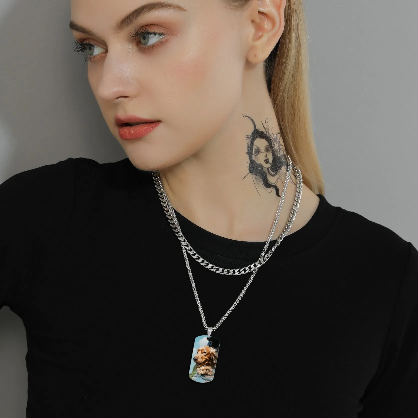 Personalized Photo Dog Tag Pendant Picture Necklace for Men sold by FaithHeart product image thumbnail 2