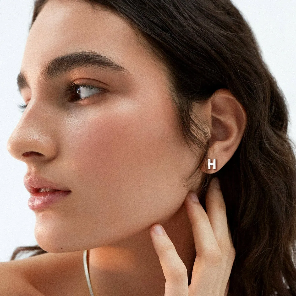 Sterling Silver Tiny Initial Letter Earrings Alphabet Studs for Women Girls Men sold by FaithHeart product image thumbnail 3