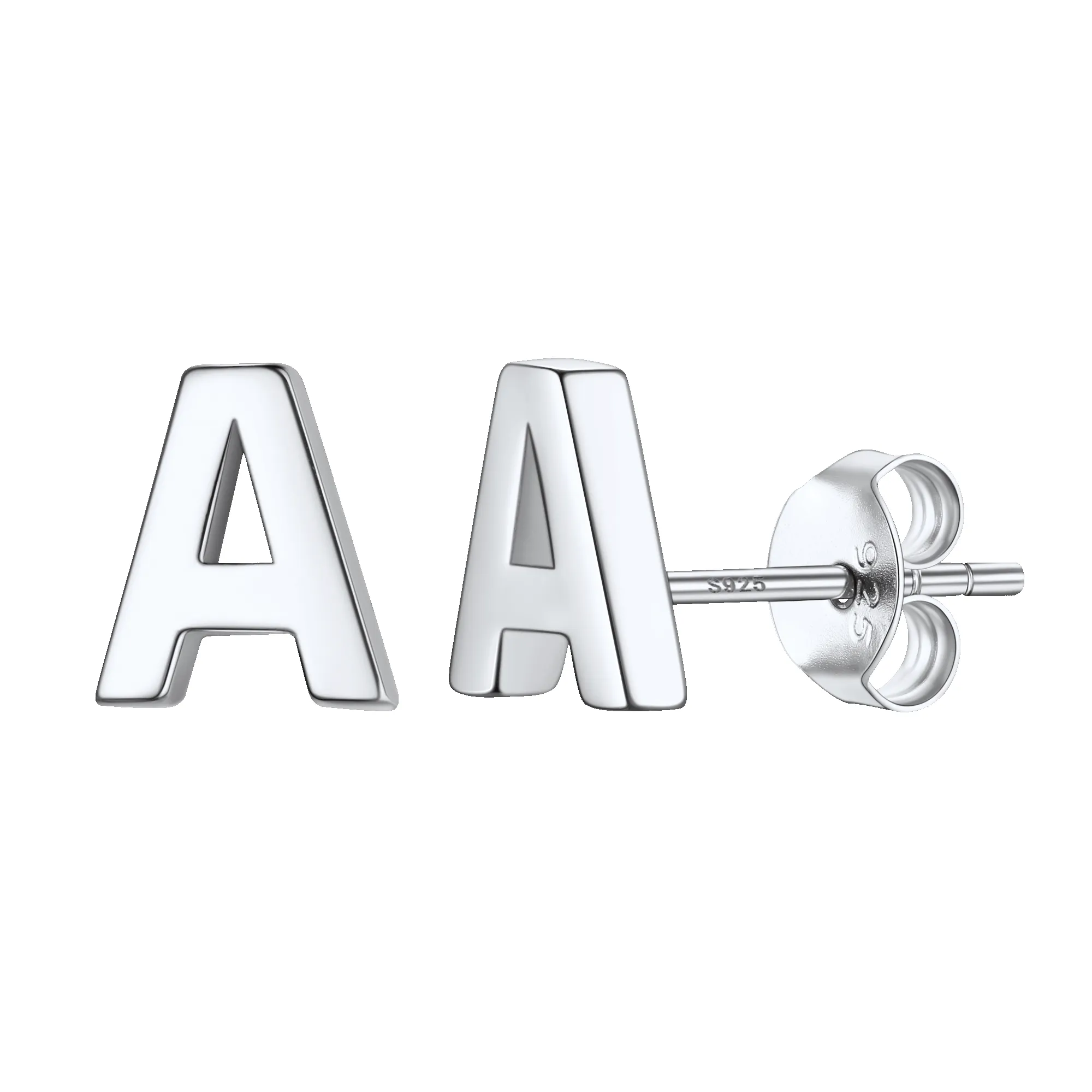 Sterling Silver Tiny Initial Letter Earrings Alphabet Studs for Women Girls Men sold by FaithHeart