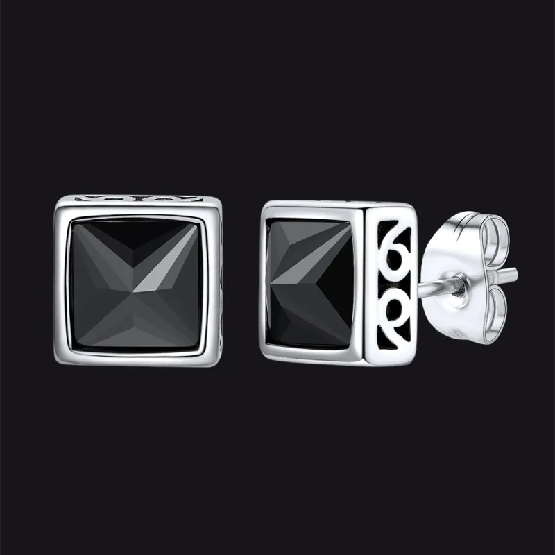 Square Celtic Black Zirconia Diamond Stud Earrings for Men sold by FaithHeart