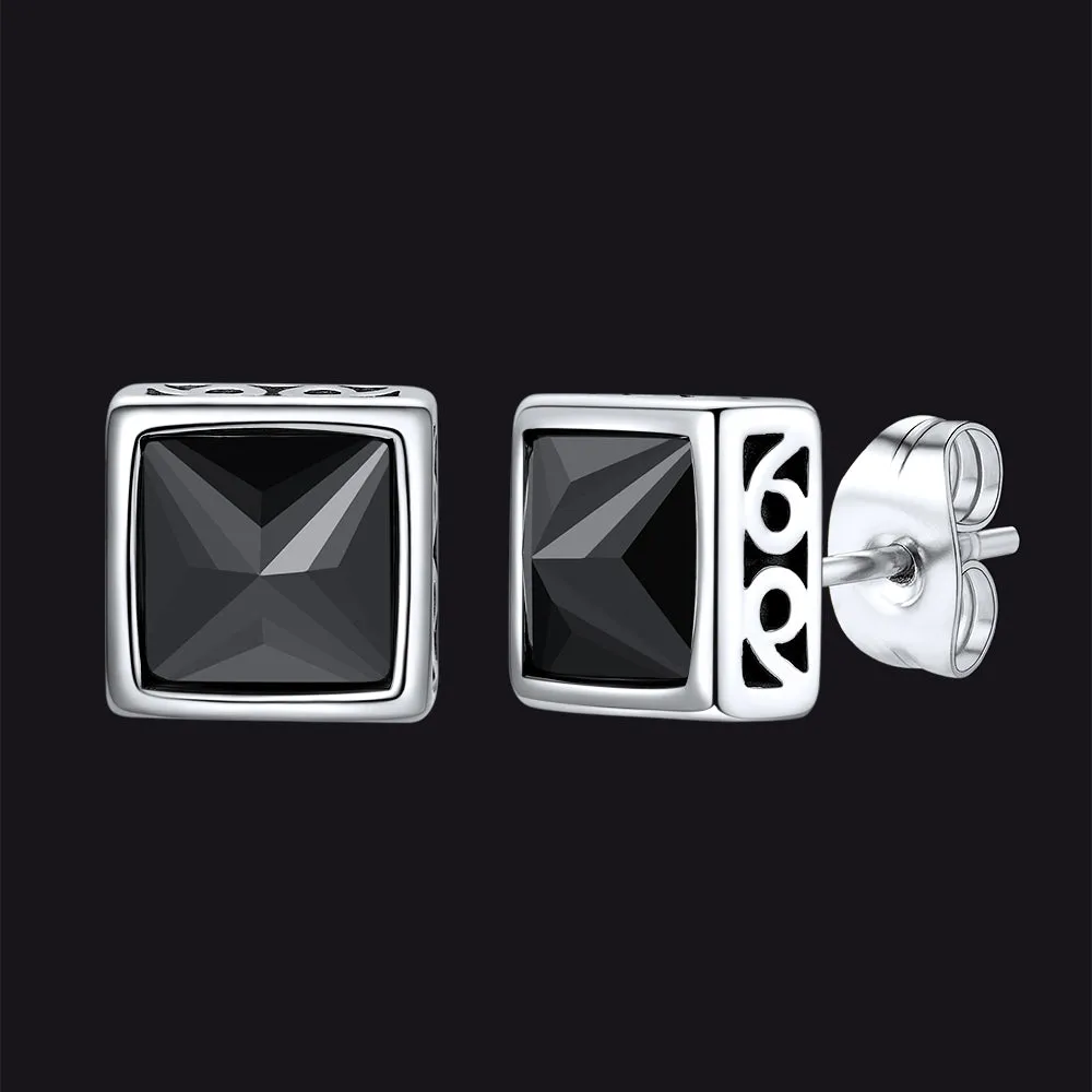 Square Celtic Black Zirconia Diamond Stud Earrings for Men sold by FaithHeart