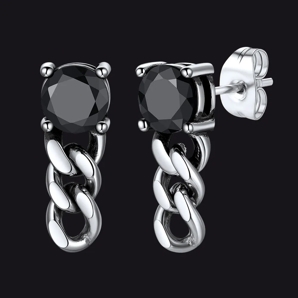 Black Cubic Zirconia Chain Link Dangle Stud Earrings for Men sold by FaithHeart