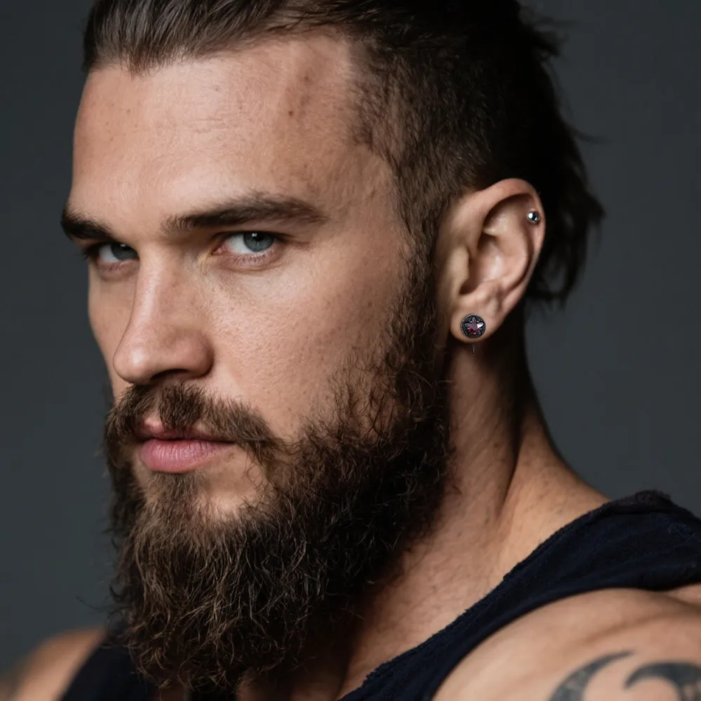 Viking Nordic Star Rune Fang Stud Earrings for Men sold by FaithHeart product image thumbnail 4