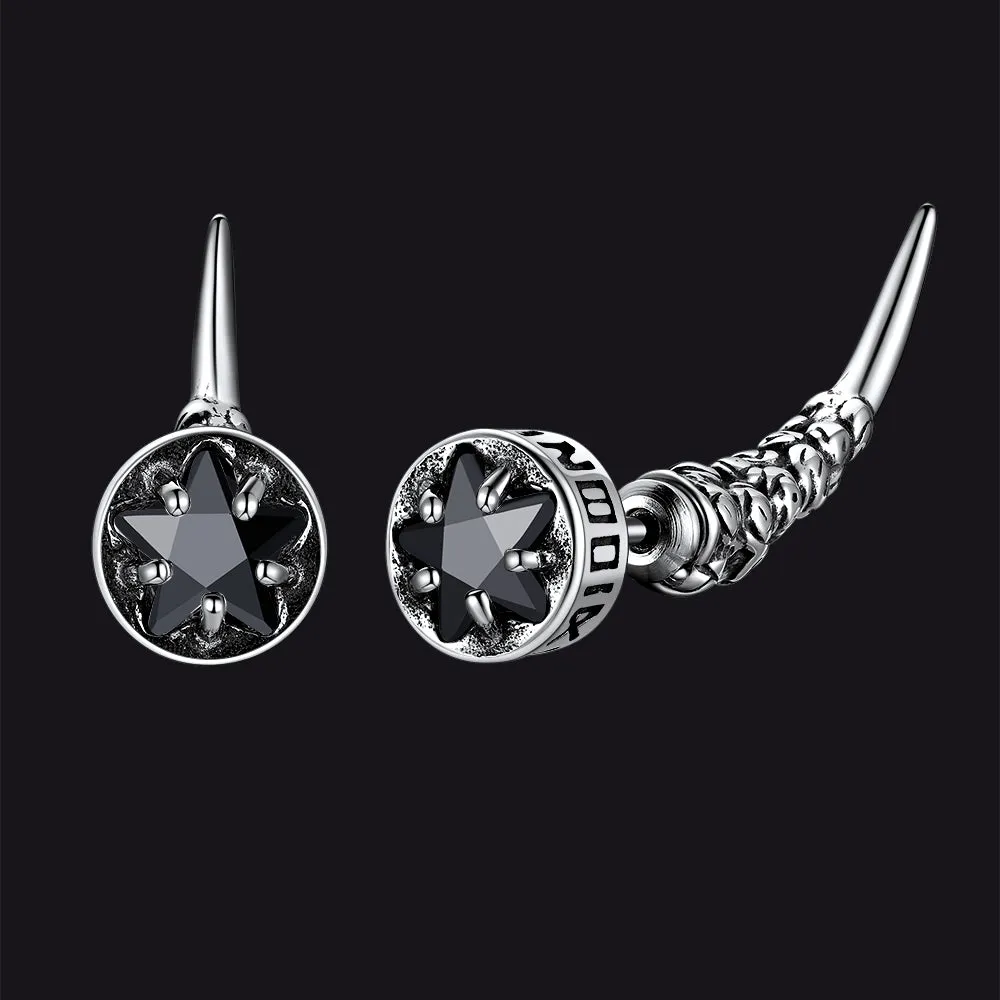 Viking Nordic Star Rune Fang Stud Earrings for Men sold by FaithHeart