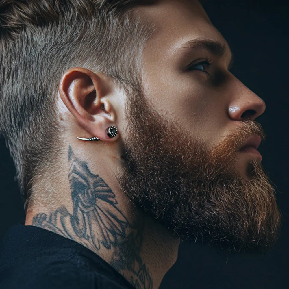 Viking Nordic Star Rune Fang Stud Earrings for Men sold by FaithHeart product image thumbnail 2