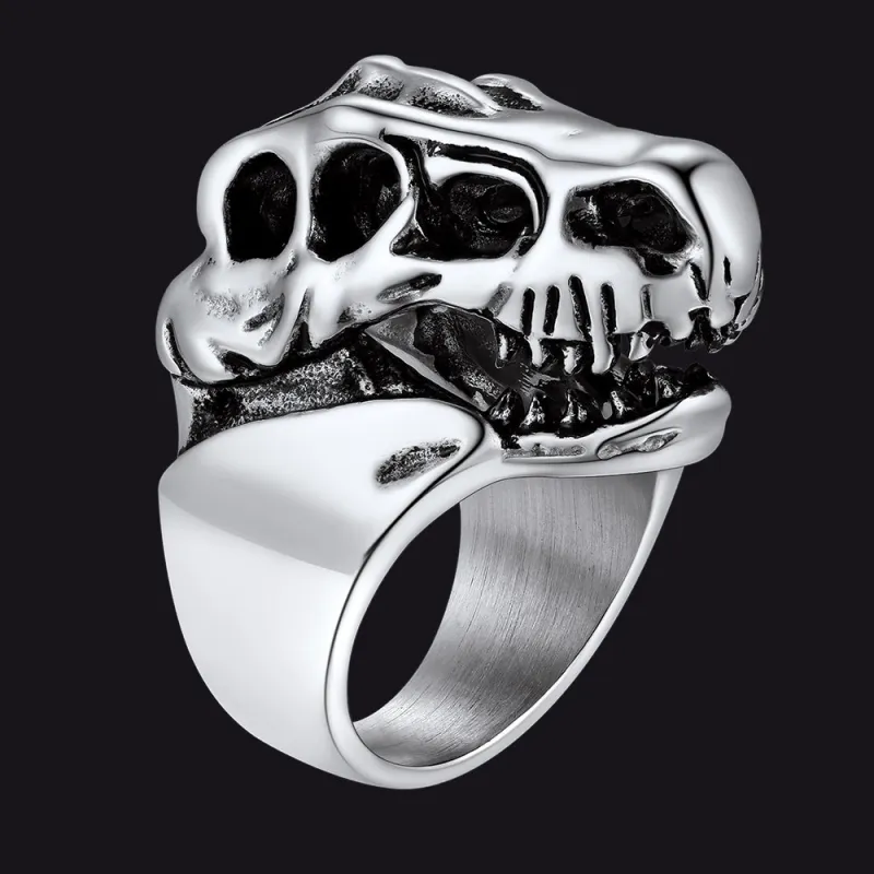 Biker Animal Chunky Dinosaur Head Stainless Steel Ring for Men sold by FaithHeart