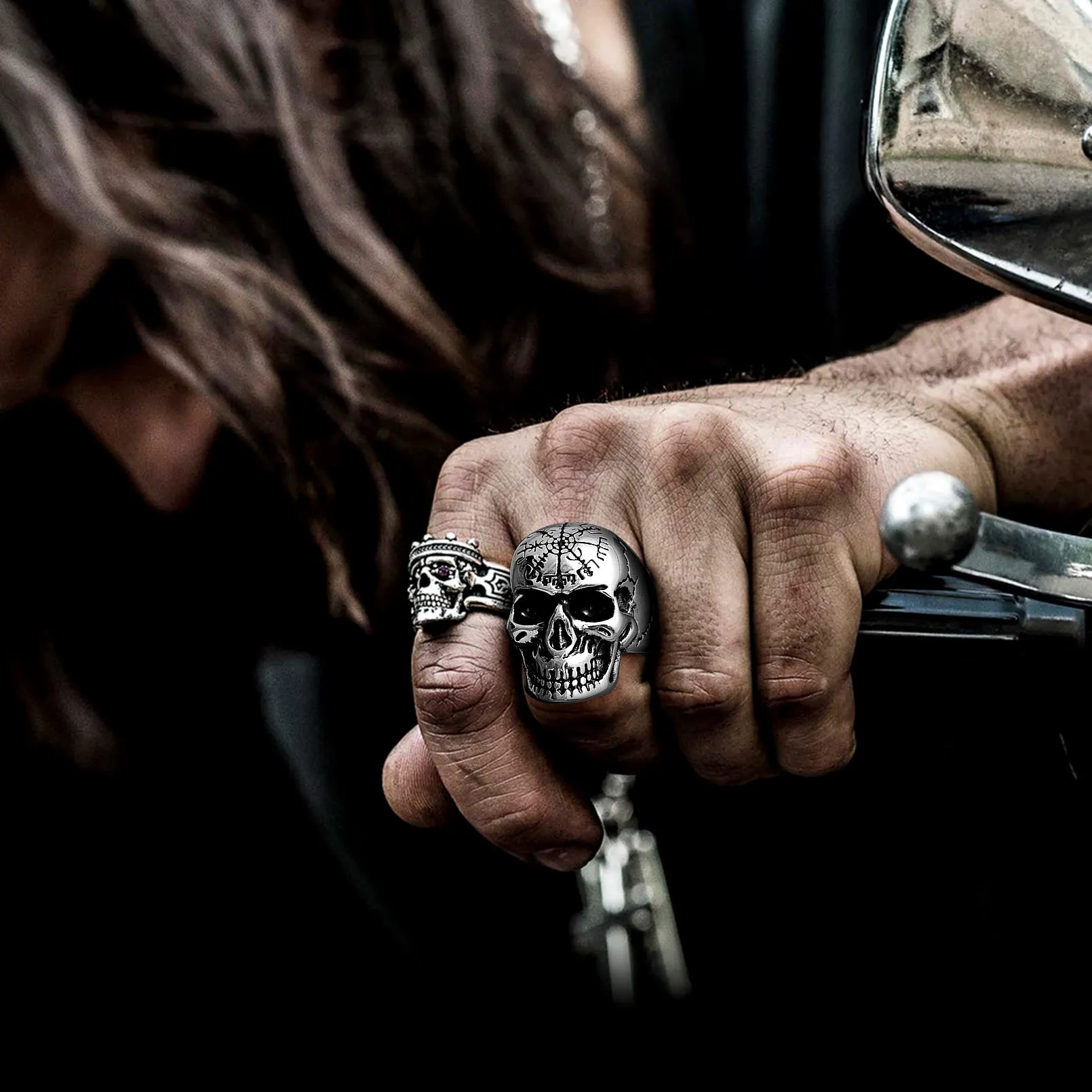 Stainless Steel Biker Punk Compass Skull Ring for Men sold by FaithHeart product image thumbnail 3
