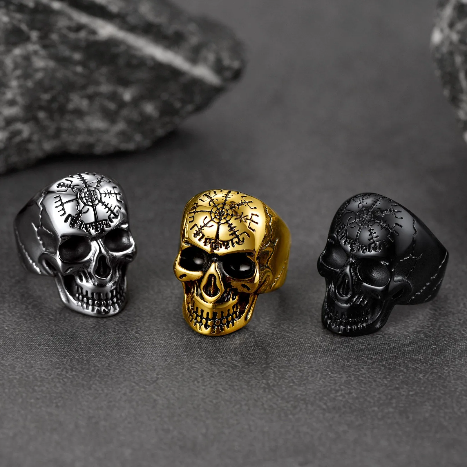 Stainless Steel Biker Punk Compass Skull Ring for Men sold by FaithHeart product image thumbnail 4