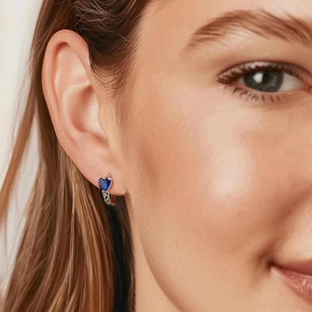 Sterling Silver Celtic Hoop Earrings with Birthstone for Women sold by FaithHeart product image thumbnail 4