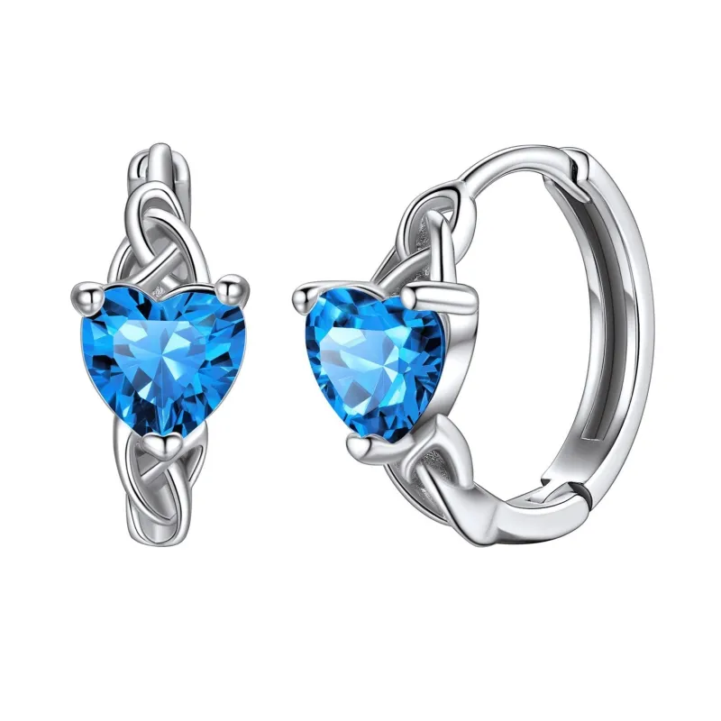 Sterling Silver Celtic Hoop Earrings with Birthstone for Women sold by FaithHeart