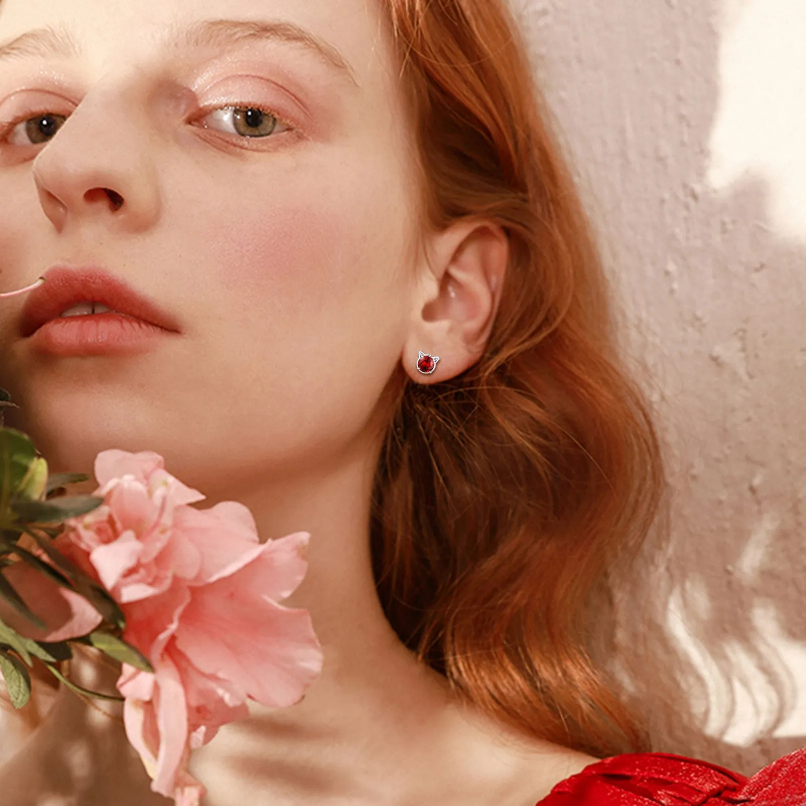 Silver Birthstone Cat Stud Earrings for Women Cat Lovers sold by FaithHeart product image thumbnail 5