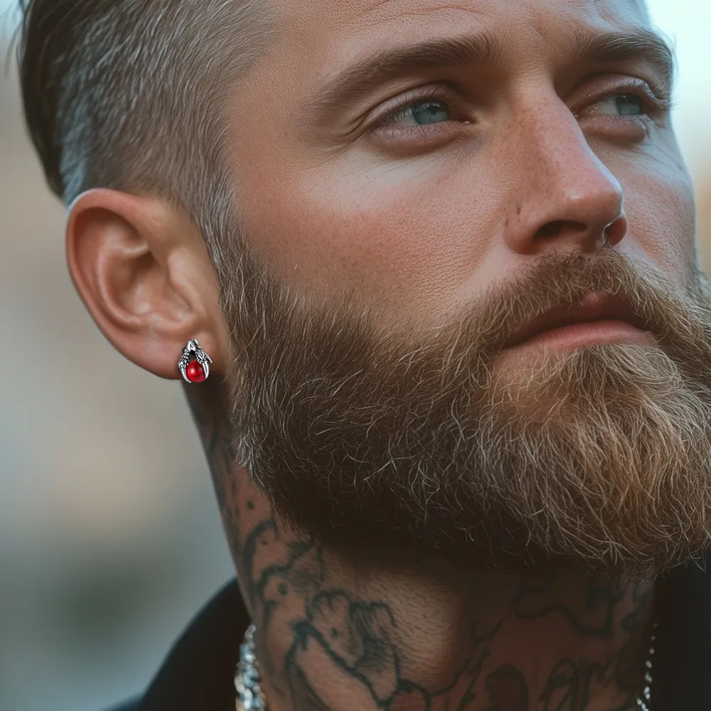 Dragon Claw Stud Earrings with Gemstone for Men 6mm sold by FaithHeart product image thumbnail 3