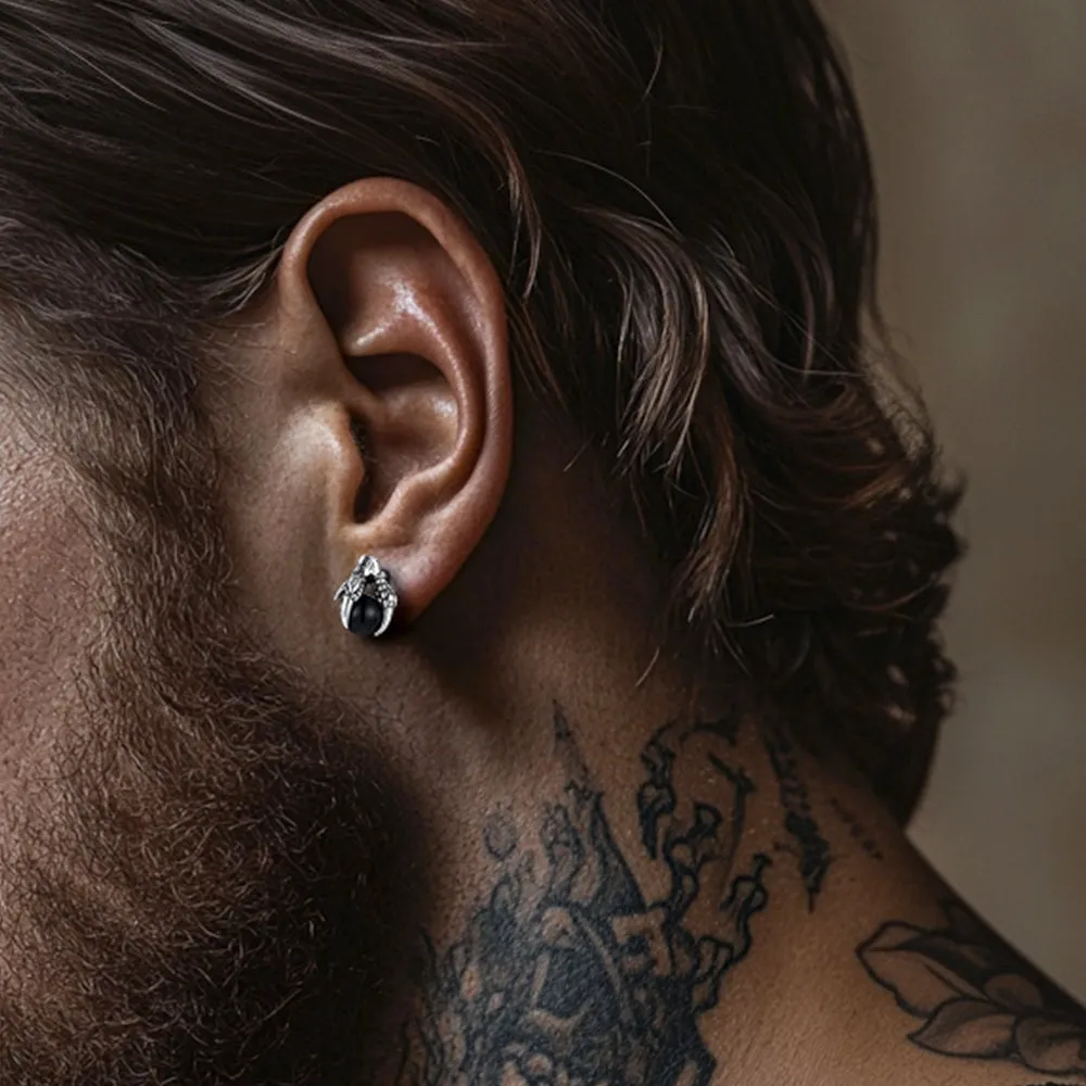 Dragon Claw Stud Earrings with Gemstone for Men 6mm sold by FaithHeart product image thumbnail 2