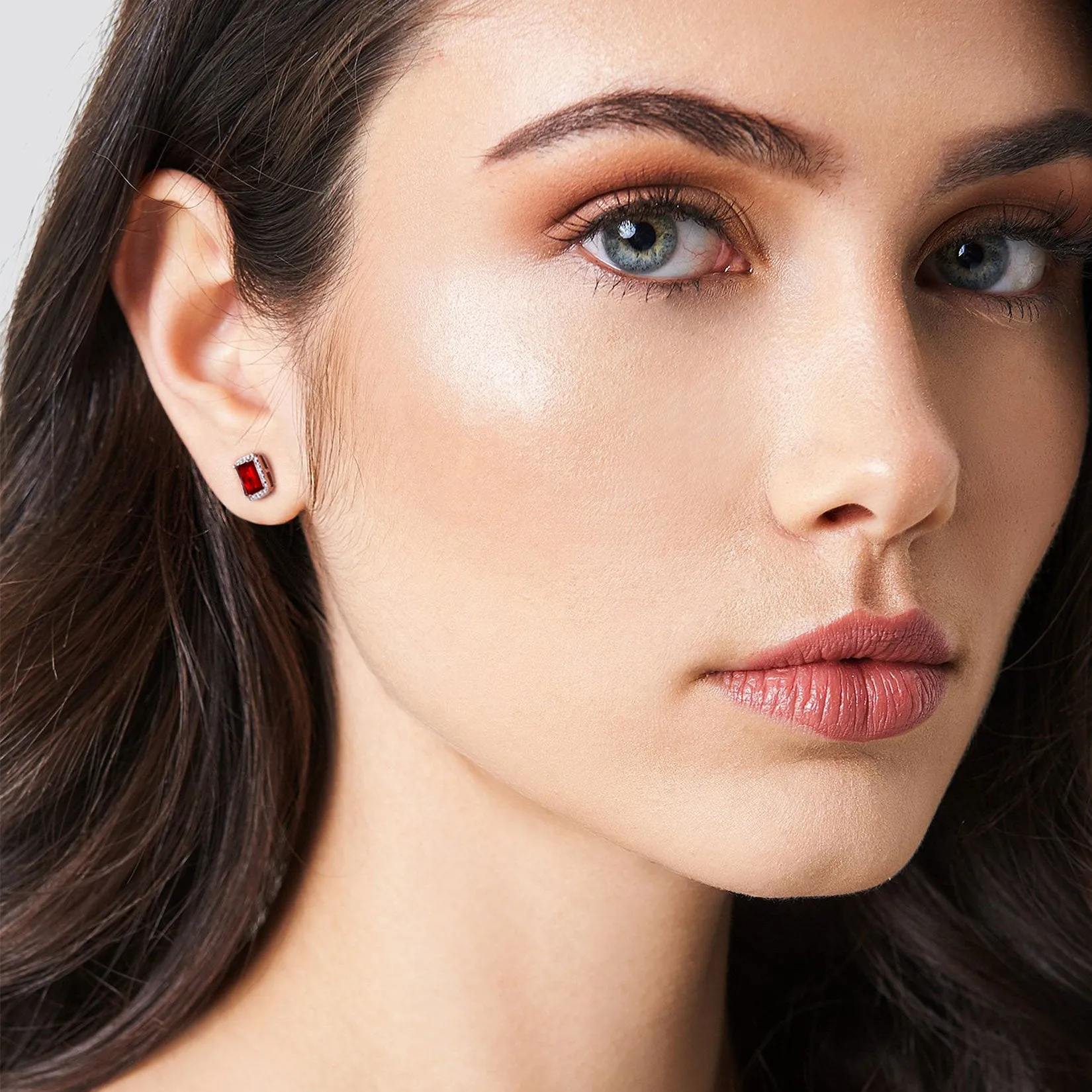 Silver Cubic Zirconia Square Cut Halo Stud Earrings for Women sold by FaithHeart product image thumbnail 4