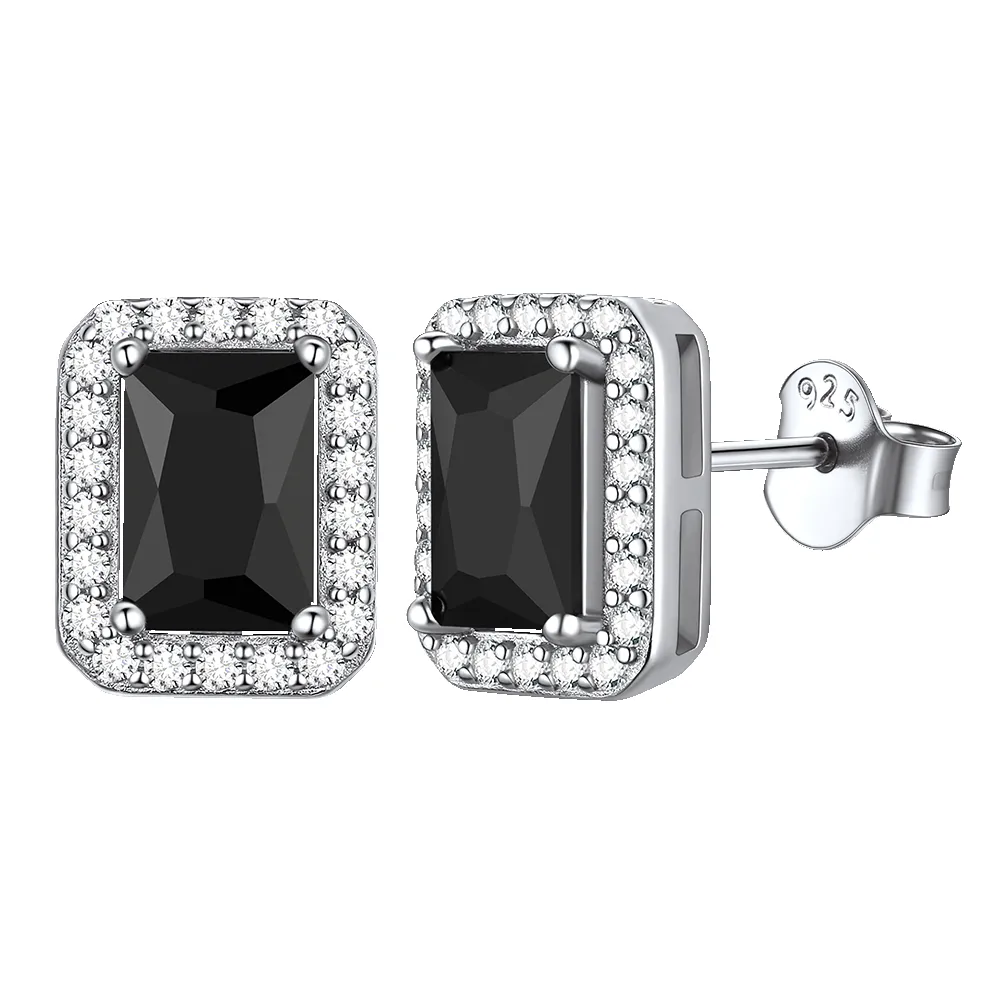 Silver Cubic Zirconia Square Cut Halo Stud Earrings for Women sold by FaithHeart