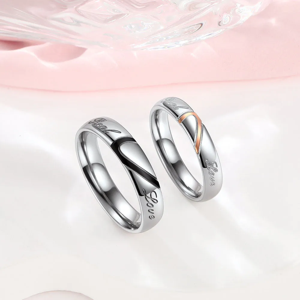 Custom Heart Matching Promise Couple Ring Wedding Gift sold by FaithHeart product image thumbnail 5
