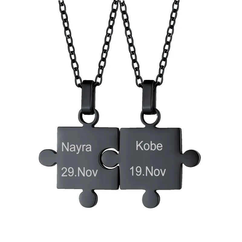 Custom Puzzle Matching Pendant Necklaces Set for Family Best Friends sold by FaithHeart