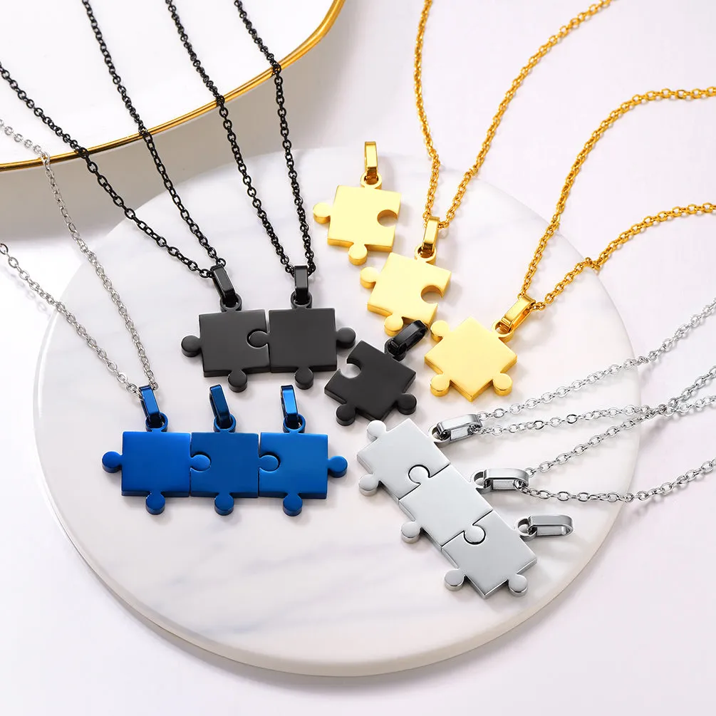 Custom Puzzle Piece Matching Pendant Necklaces Set for Family Best Friends sold by FaithHeart product image thumbnail 5
