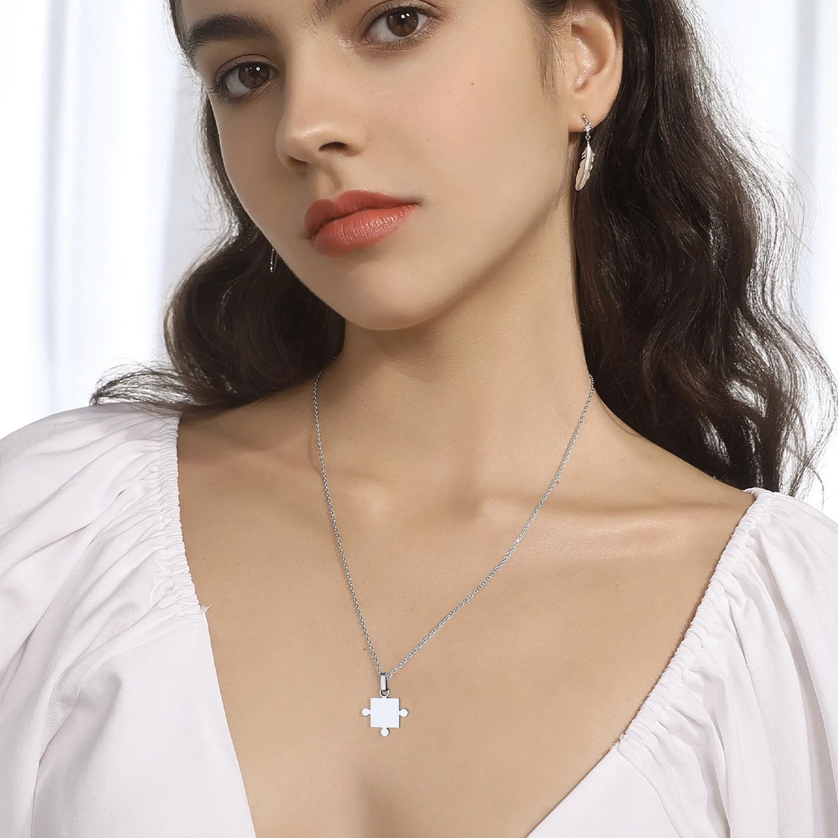 Custom Puzzle Piece Matching Pendant Necklaces Set for Family Best Friends sold by FaithHeart product image thumbnail 3