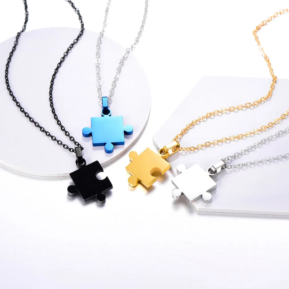 Custom Puzzle Piece Matching Pendant Necklaces Set for Family Best Friends sold by FaithHeart product image thumbnail 4