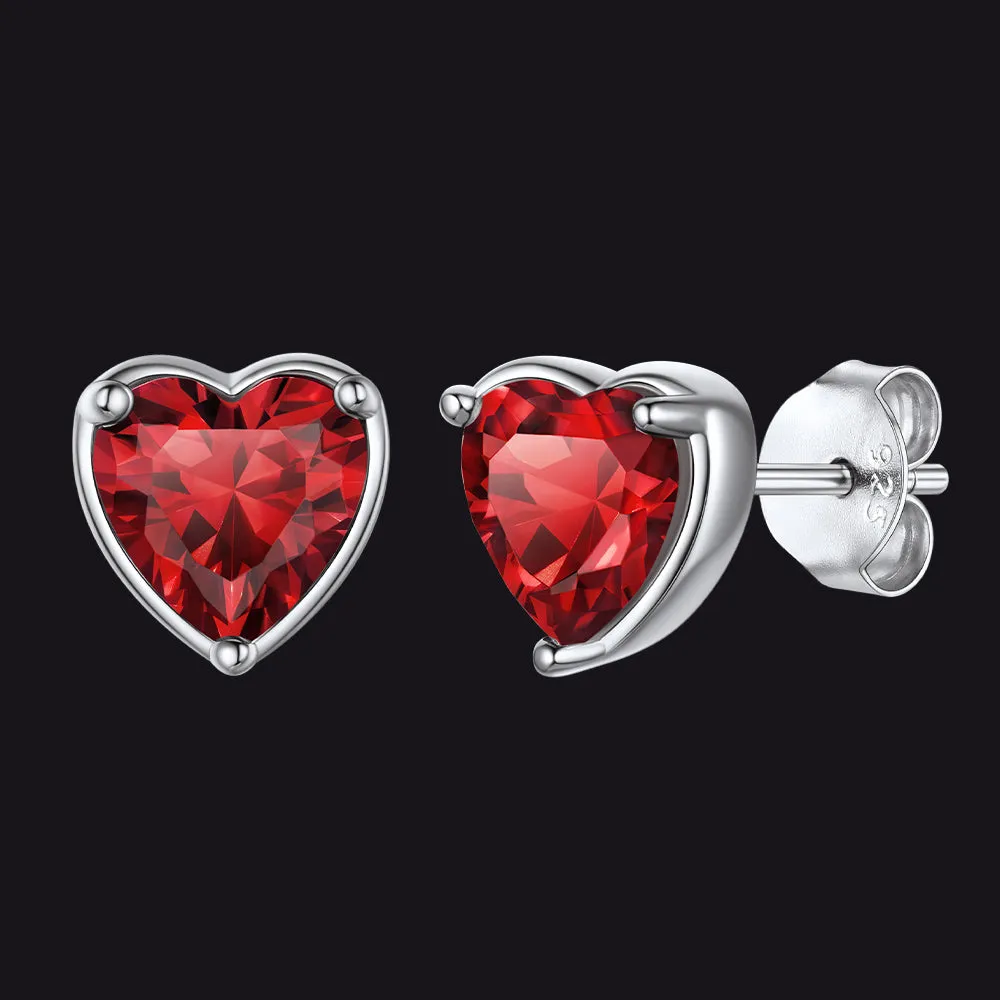 Silver Heart Birthstone Stud Earrings for Women sold by FaithHeart