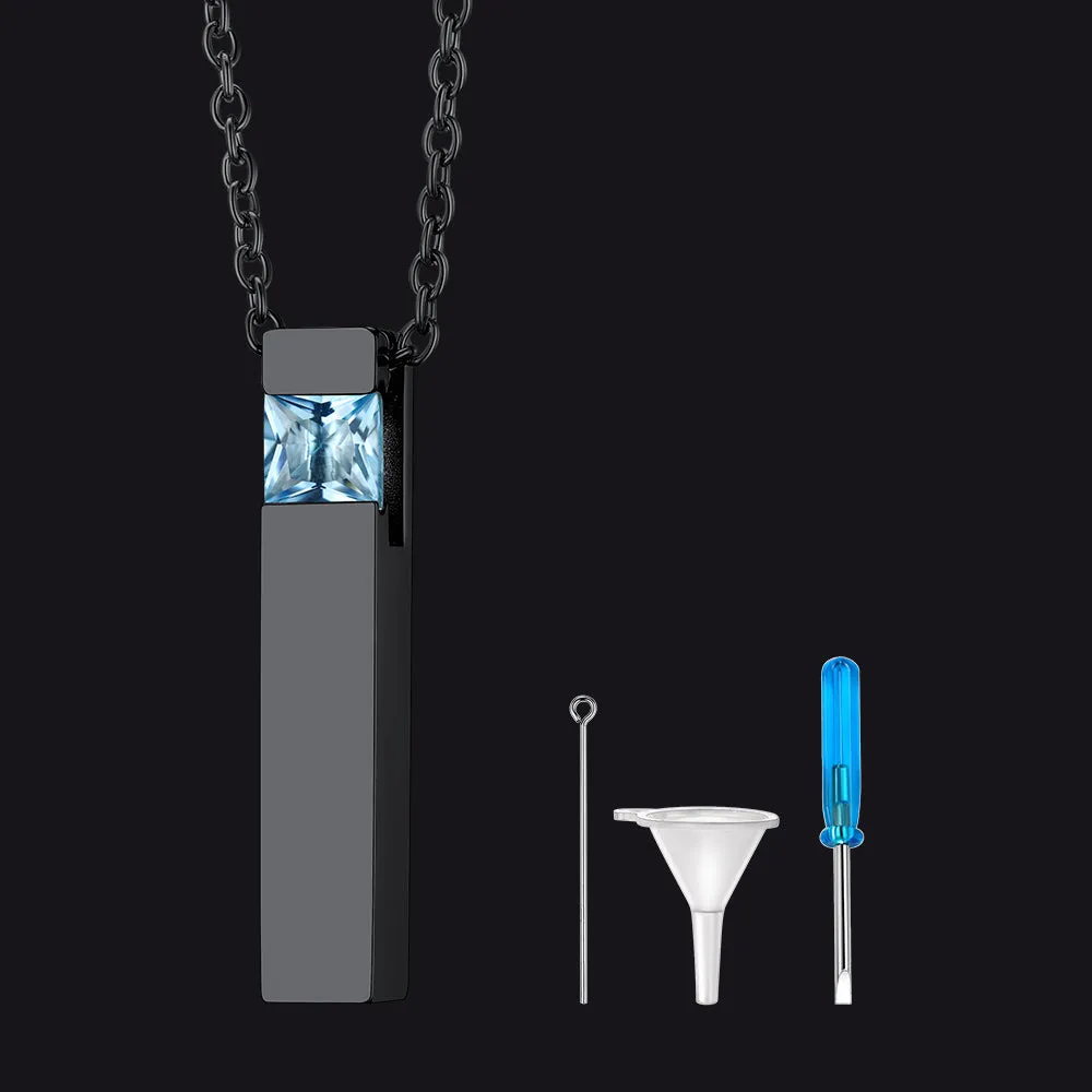 Custom Birthstone Bar Urn Cremation Necklace for Ashes Memorial Keepsakes Pendant sold by FaithHeart