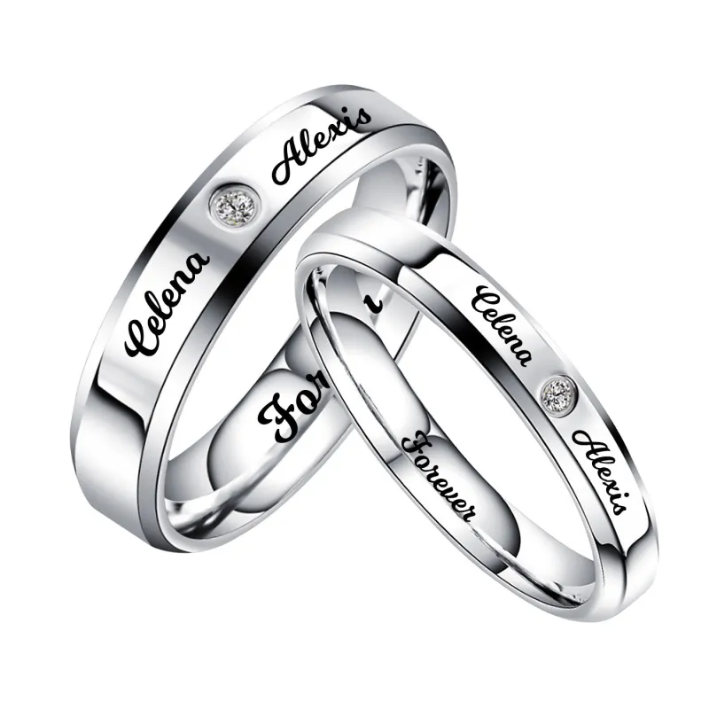 Customized Engraved Love Promise Rings for Couple His and Hers sold by FaithHeart