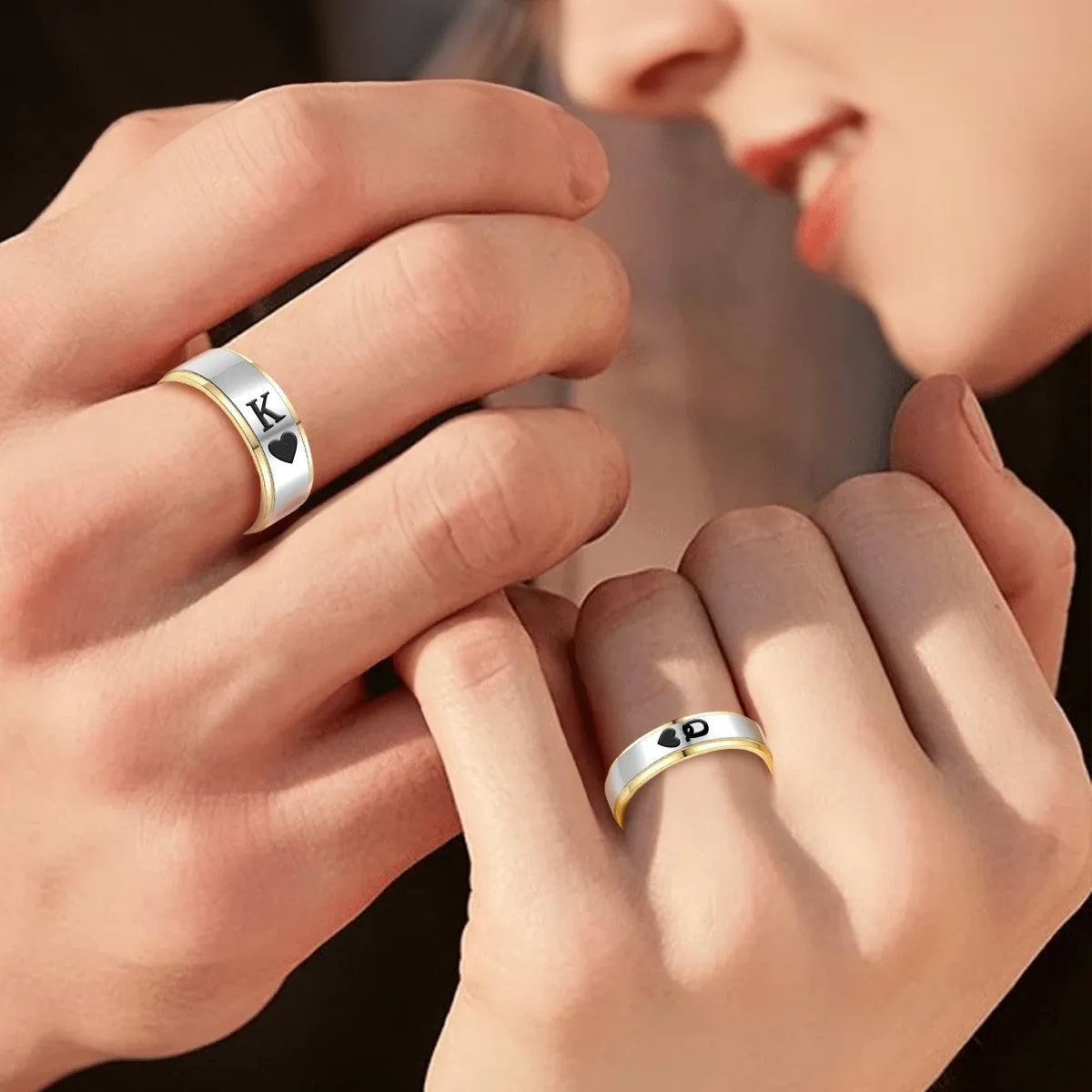 Personalized King Queen Promise Band Ring for Couple His and Hers sold by FaithHeart product image thumbnail 2