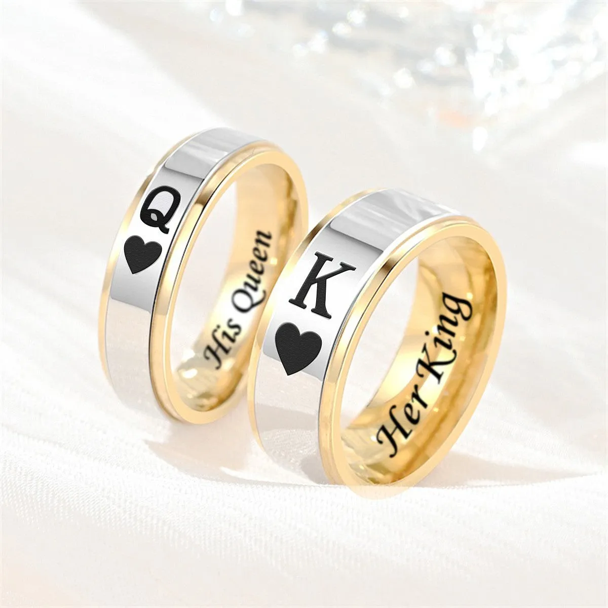 Personalized King Queen Promise Band Ring for Couple His and Hers sold by FaithHeart product image thumbnail 3