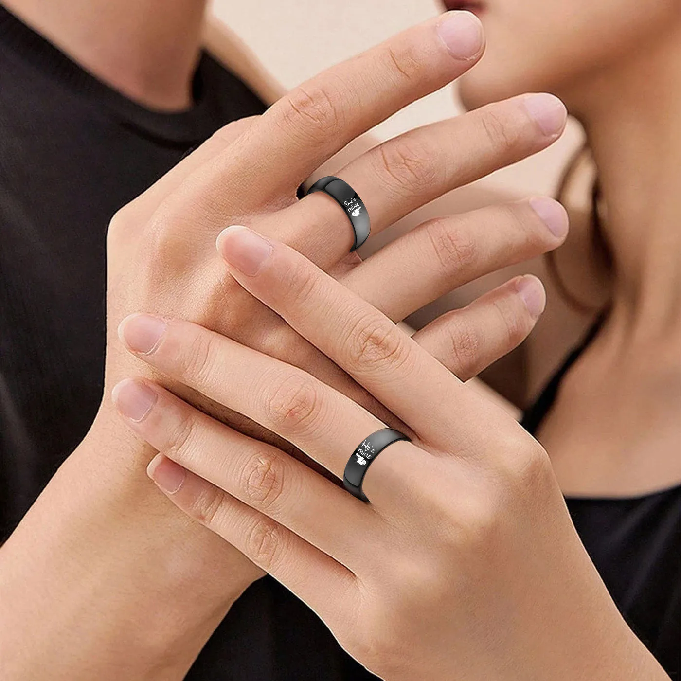 Customized Matching Promise Couple Rings Set for Him and Her sold by FaithHeart product image thumbnail 2