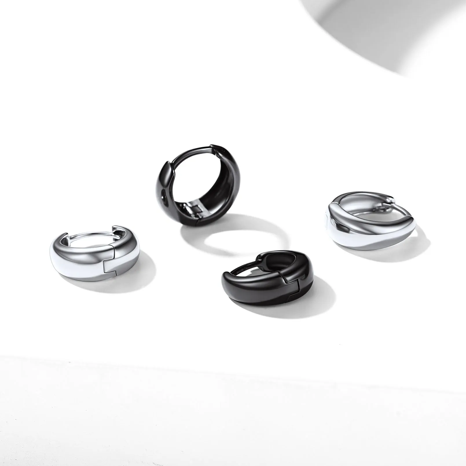 Simple Sterling Silver Thick Huggie Hoop Earrings for Men sold by FaithHeart product image thumbnail 5