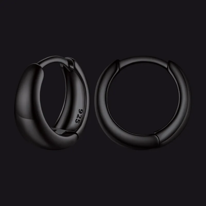 Simple Sterling Silver Thick Huggie Hoop Earrings for Women Men sold by FaithHeart